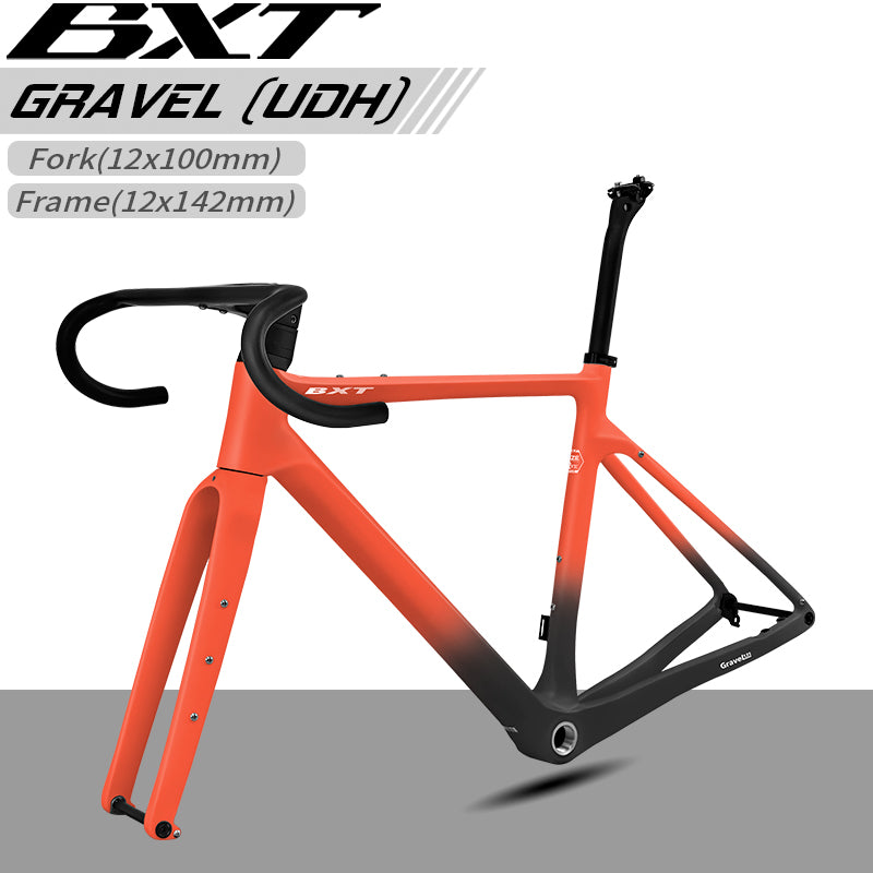 BXT model-135 Gravel Bike Frameset UDH 47C Carbon T1000 Flat Mount Disc Brake