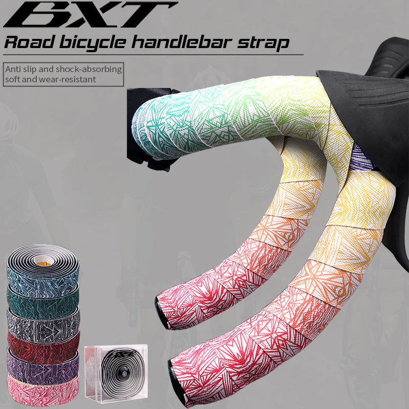 BXT Road/TT/Track Bike Bar Tape Ice Crack Gradient Color Handlebar Tapes EVA/PU Soft Anti-Vibration Wrap Tape Durable Bar Bartape