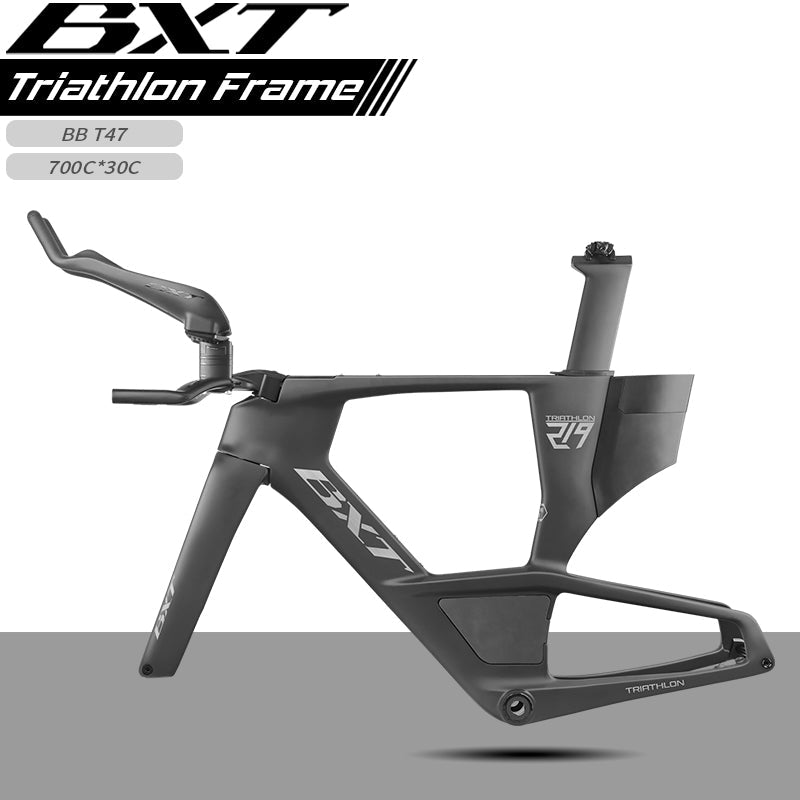 BXT TT-219 Carbon Fiber Triathlon Bike Frame with TT Handlebars, TT Toolbox