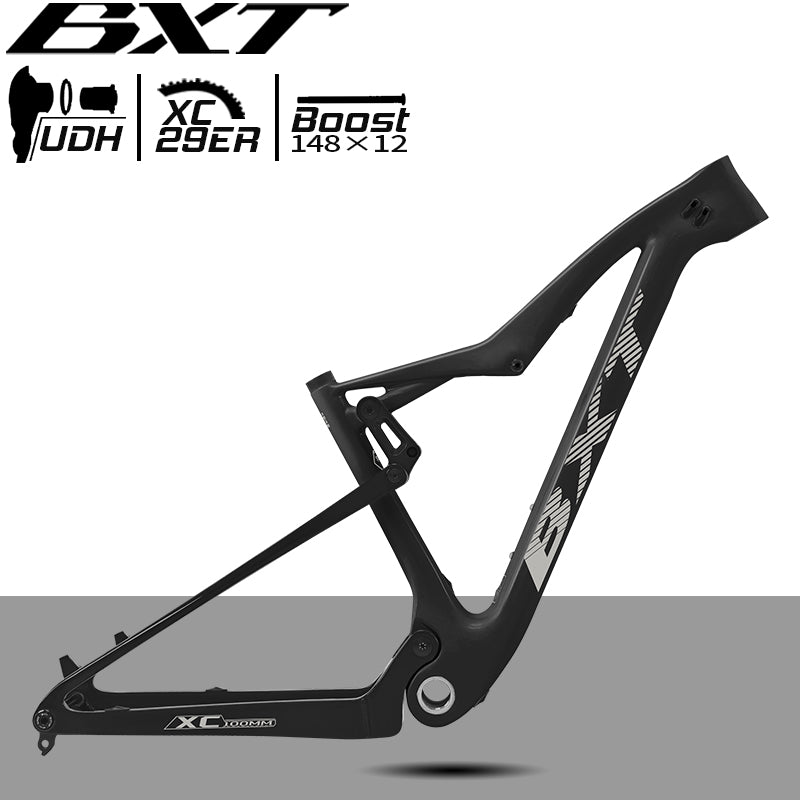 BXT Carbon Full Suspension Mountain Bike Frame 29er Travel 100mm MTB