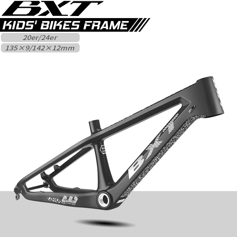 BXT 20/24er Carbon Bicycle Framer MTB Carbon Children's Bike Frameset Thru Axle/QR Ultralight fit heights 120cm-150cm