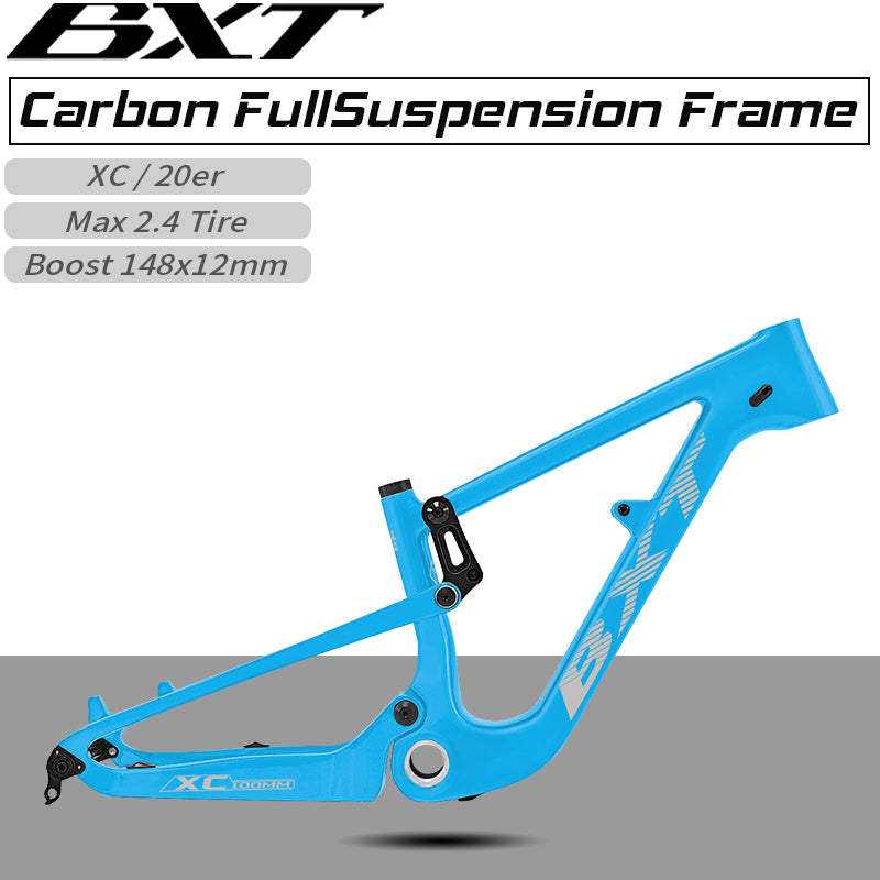 BXT 20er Full Suspension MTB Carbon Frame Disc brake Frame Fit for Tire 20er,Max 2.4Tire