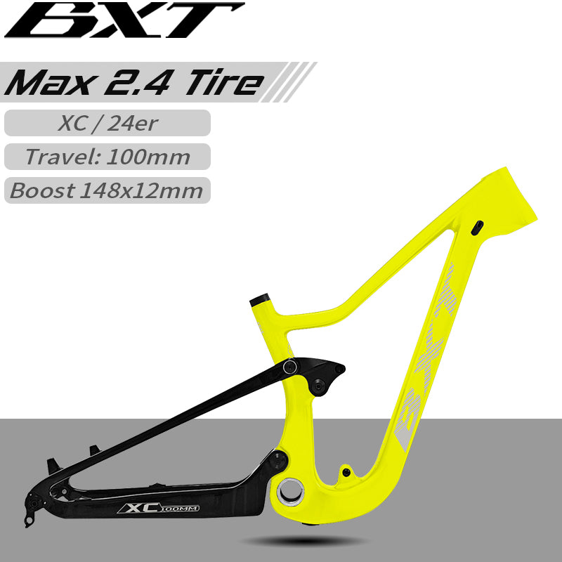 BXT Carbon Fiber 24er Travel 90mm Full Suspension MTB Frame  Mountain Bike Frame XC