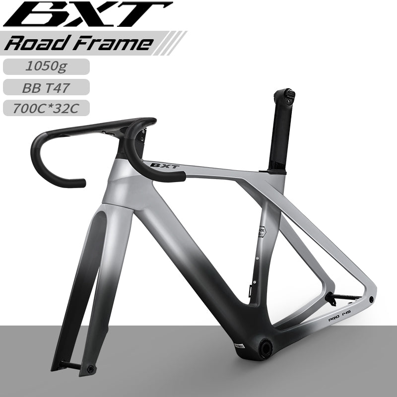 BXT-145 Carbon Road Bicycle Frame fit Mechanical & Di2 Hidden Cable Road Frameset