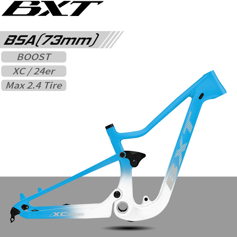 BXT 24er Mountain Bike Frame Boost 148mm Carbon Fiber Full Suspension Bicycle Frame
