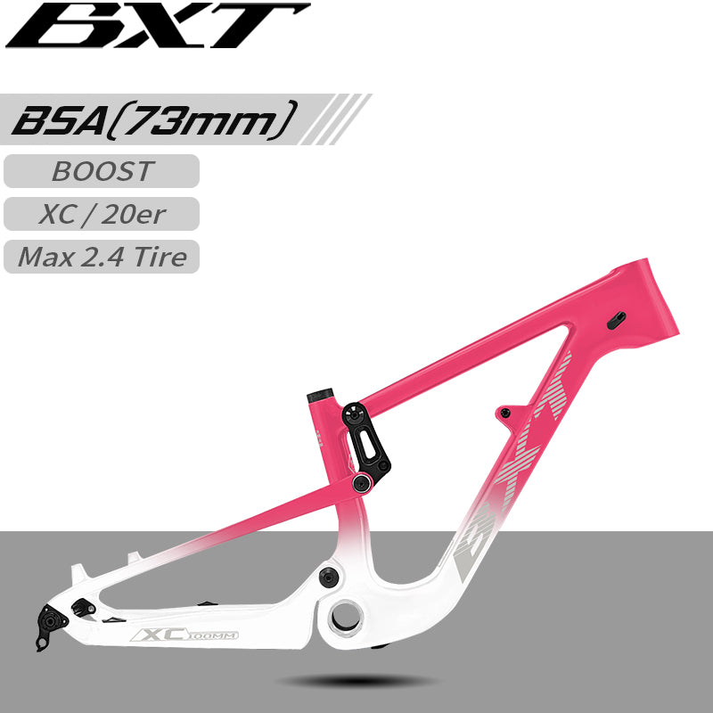 BXT 20er Full Suspension MTB Carbon Frame Disc brake Frame Fit for Tire 20er,Max 2.4Tire