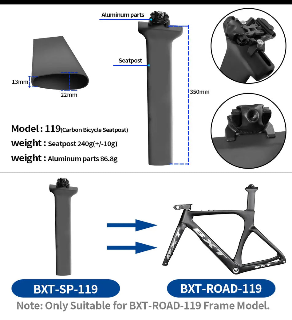 Carbon Bicycle Seatpost BXT-045/035/145/055/155/TT 119 Track Frame Disc Brake Road MTB Bike Seatpost BXT Bicycle Parts